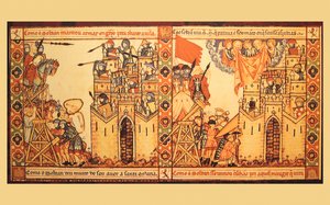 Våben brugt til belejring og forsvar af slotte i det 13. århundrede af Unknown